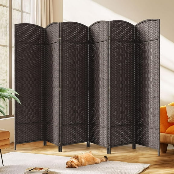 Room Divider 6ft. Tall Extra Wide Privacy Screen, Folding Privacy Screens with Diamond Double-Weave Room Dividers and Freestanding Room Dividers Screens (Espresso, 6-Panel)
