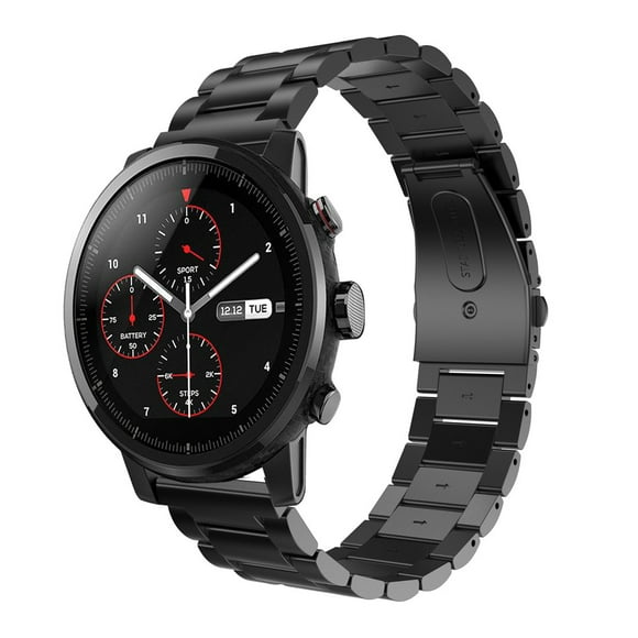 Watch Bands Watch Strap Stainless Steel Watch Band Strap Metal Clasp for Huami Amazfit Stratos 2 Bk