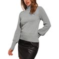 thumbnail image 4 of TOP DE MUJER INSPIRE CHIC Suéter de Pullover de Cuello Alto de Manga Larga Acanalado S Gris, 4 of 4