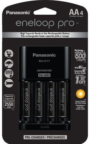 Panasonic K-KJ17KHCA4A Advanced Individual Cell Battery Charger Pack with 4 AA eneloop pro High Capacity Ni-MH Rechargeable Batteries 