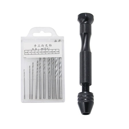 

Goodhd 0.3-3.4mm Small Hand Drill with 10×Drill Bits For Models Hobby DIY Woodworking