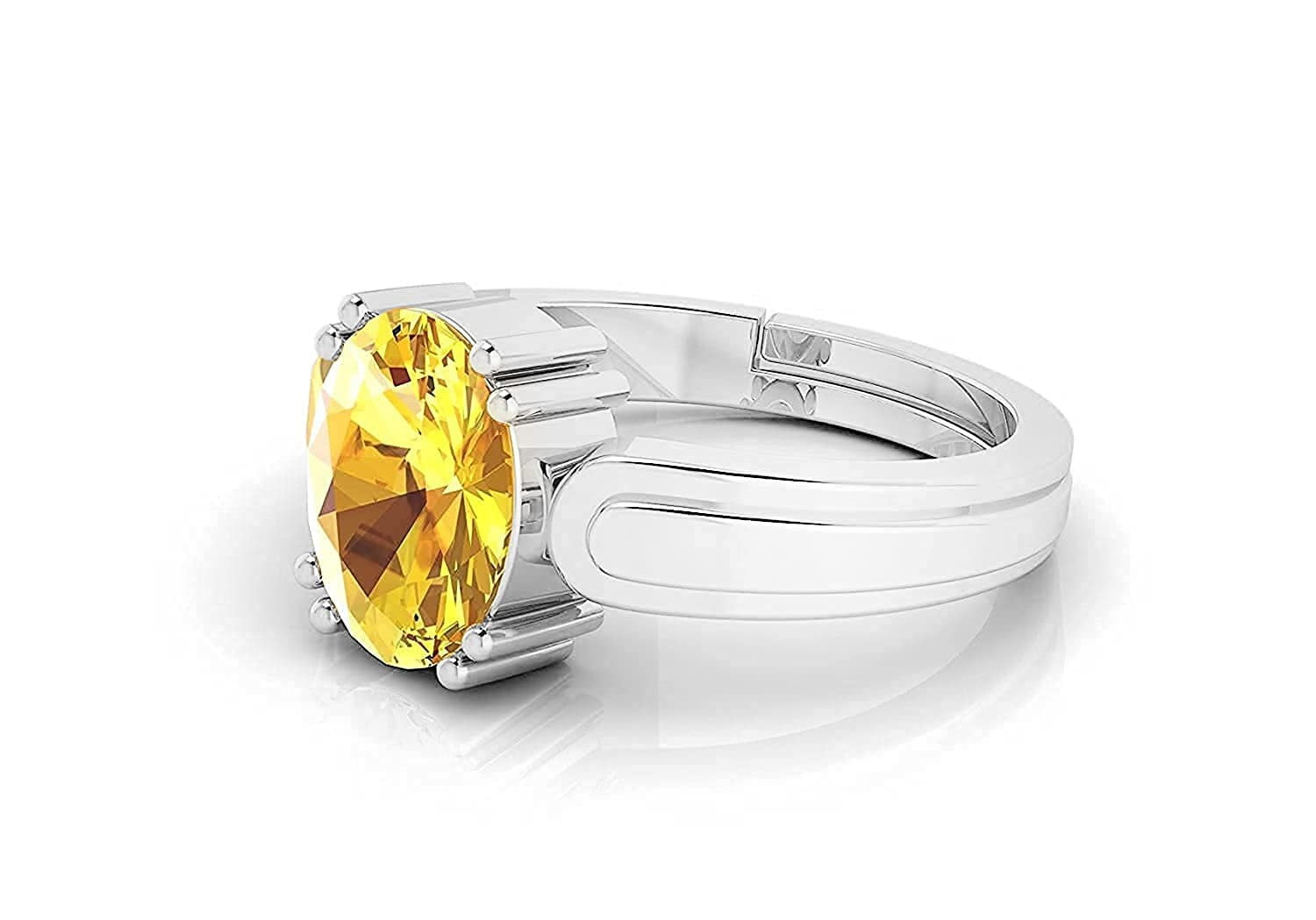Yellow Pukhraj Silver Gemstone Ring at Rs 9559 | पीली सफायर रिंग in Mumbai  | ID: 14084368997