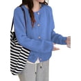 thumbnail image 2 of Women'S Long Sleeve Crew Neck Chunky Oversized Button Up Cute Cardigan Fall Trendy Sweaters Clothes Blue One size, 2 of 8