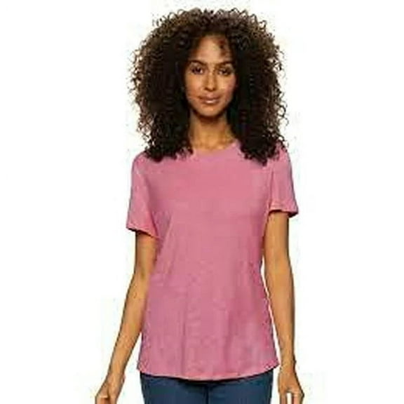 Felina Womens Slub Jersey Crew Neck T-Shirt (Pink, Large)