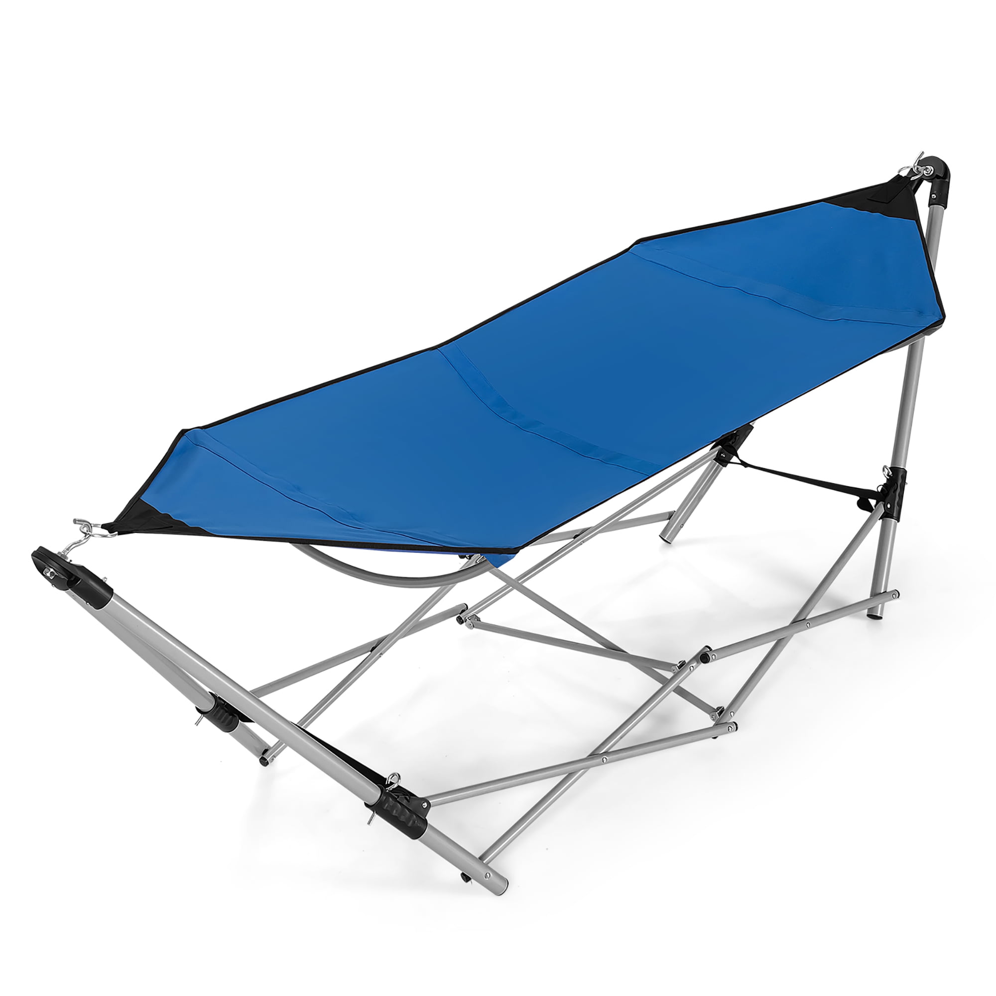 Hammock with Stand Patio Garden Deck Pool Camping Black Steel Frame Portable Bed 