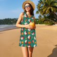 thumbnail image 3 of Gaeub Robe Sans Manches à Imprimé Dinde Dessin Animé pour Femmes, Robe Décontractée de Plage, Robe Longue d'Été avec Poches, 3 of 7