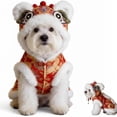 thumbnail image 2 of Winter Coat for Dogs, Small Dog Jacket, Faux Faux Fur Fabric, Embroidery Fabric, Closure Buttons, Chinese New Year, Dog s for Small Dogs, Gold Red, 12 in, 1 Pc (171 Chars), 2 of 5