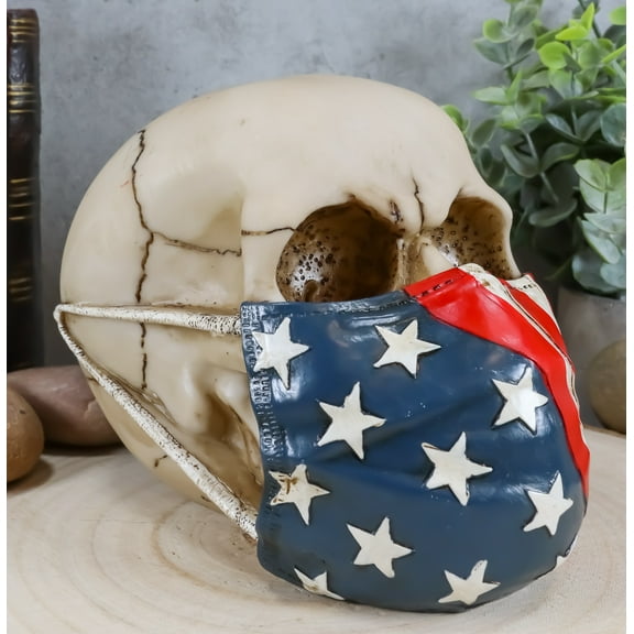 Ebros American Flag Star Spangled Banner Mask On Skull Decorative Figurine