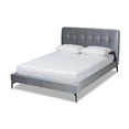 thumbnail image 1 of Bowery Hill Silver Grey Velvet King Size Platform Bed, 1 of 9