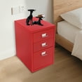 thumbnail image 5 of Red Cold-Rolled Steel 28x41x69cm 3-Layer Filing Cabinet Wheeled Locker With Lock Office File Storage Cabinet, 5 of 12