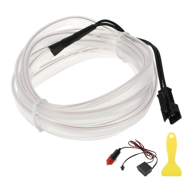 Cuerda de luz LED EL de 2m Unique Bargains, tira de luz brillante para iluminación interior de automóviles, luz de neón flexible para decoración de automóviles, encendedor de cigarrillos (12v) blanca