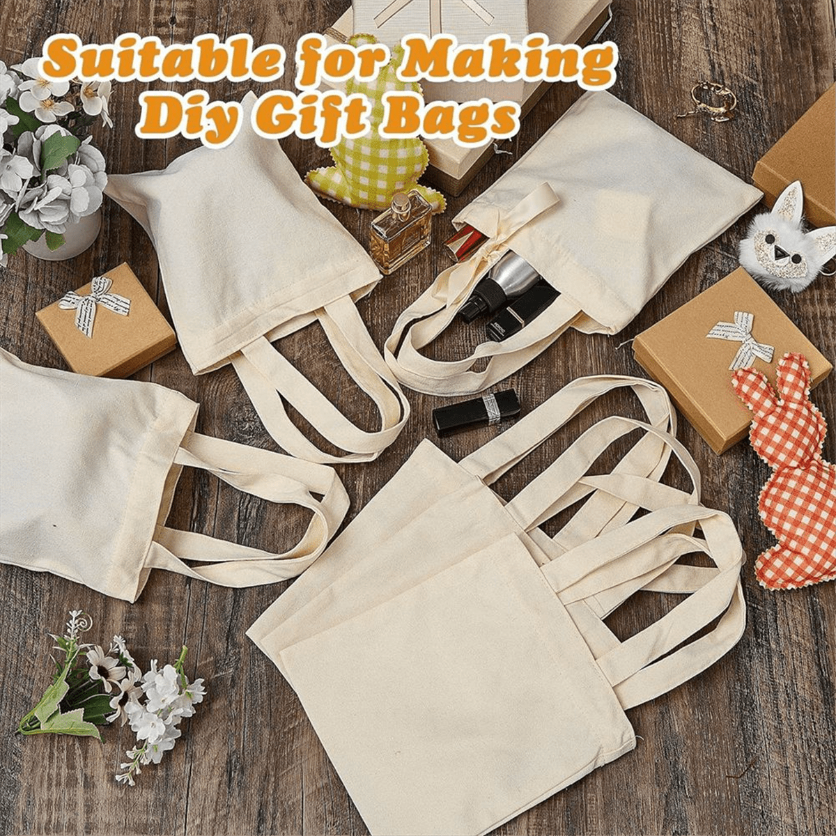 24 Pcs Mini Tote Bag Blank Canvas Tote Bags Reusable Grocery Bags