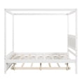 thumbnail image 3 of Full Size Canopy Bed with Twin Size Trundle, Wood Platform Bed with Headboard & Footboard and Slat Support,for Kids, Teens, Adults, No Box Spring Needed, 3 of 7