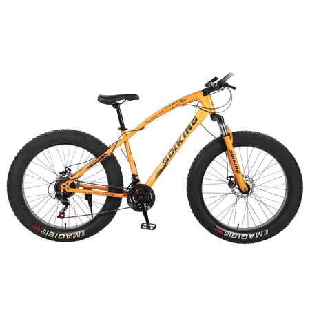 26 inch Fat Tire Men's Mountain Bike, High Quality High Carbon Steel Frame Orange