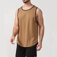 thumbnail image 4 of IDALL Tank Tops Men Mens T-Shirts Sleeveless Shirts for Men Sleeveless Quick Drying Tights Sweat Basketball Training Sports Wear Top Sports Vest Comfort Colors Tshirt Khaki L, 4 of 5