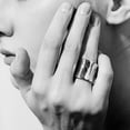 thumbnail image 2 of 20mm Width Chunky Wide Stainless Steel Wedding Band Statement Promise Anniversary Ring, 2 of 8
