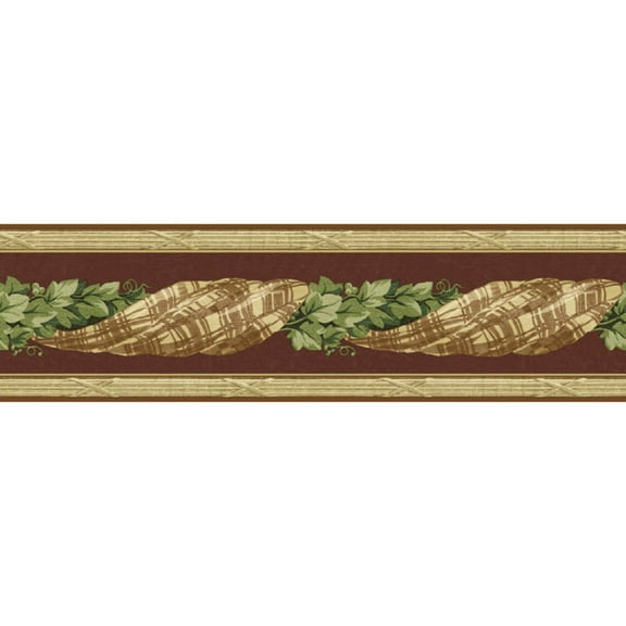 TRIMZ Braided Ivy Wallpaper Border - Brown, Green, Yellow 15' L x 6.8" W