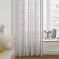 thumbnail image 6 of Grey Beige Geometric Sheer Curtains 45 Inches Long, Modern Abstract Art Striped Light Filering Curtains, Breathable Simi Curtain Privacy Drapes for Kitchen Bathroom Lightweight Small Window Treatment, 6 of 9