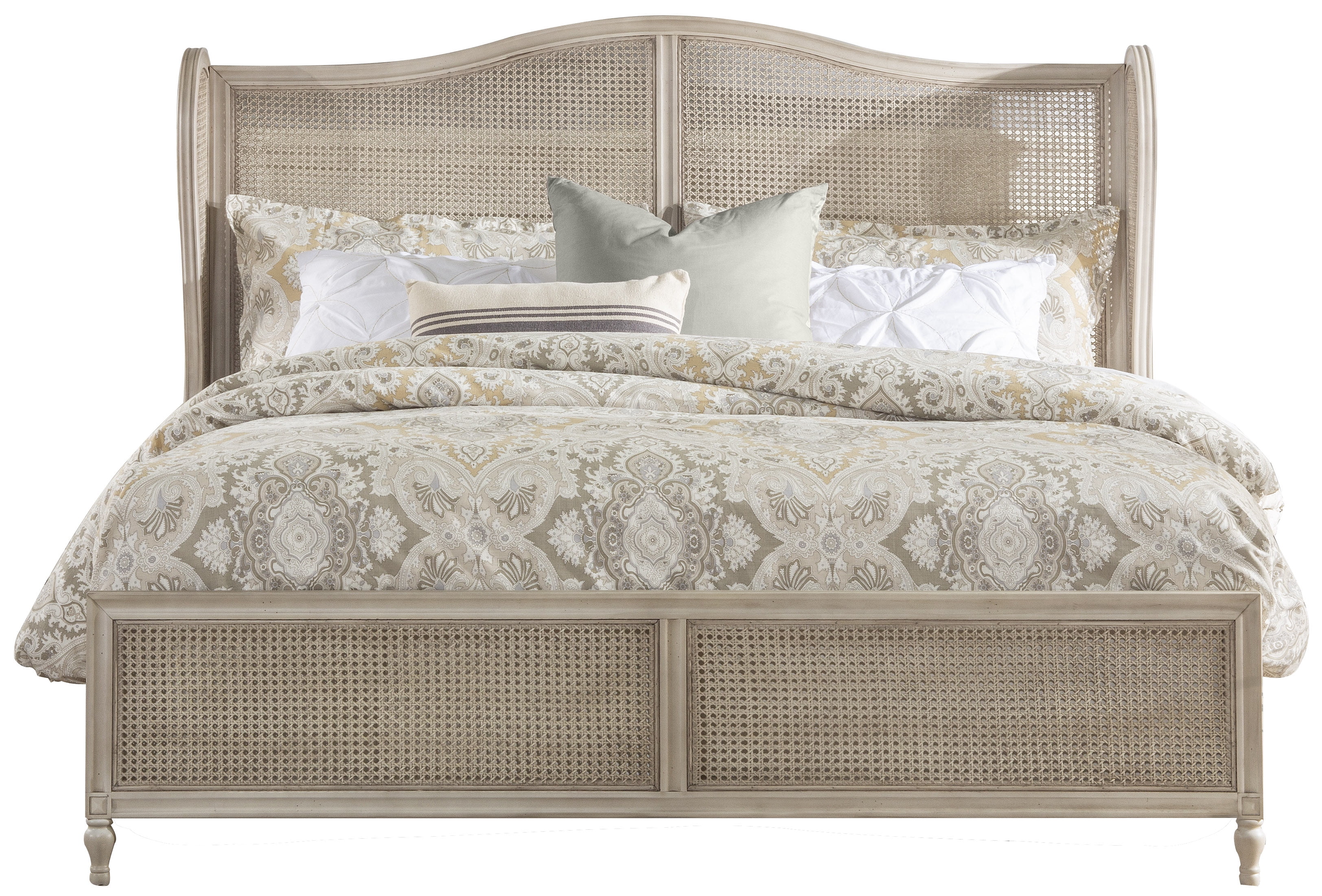 Hilale Furniture Sausalito King Cane, Antique White King Bed