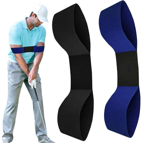 2PCS Golf Training Aids Golf,Connection Band Golf,Golf Swing Trainer Arm Band for Strength Grip,Golf Grip Training Aid,Golf Training Aid,Golf Swing Training Aid(Black,Blue)