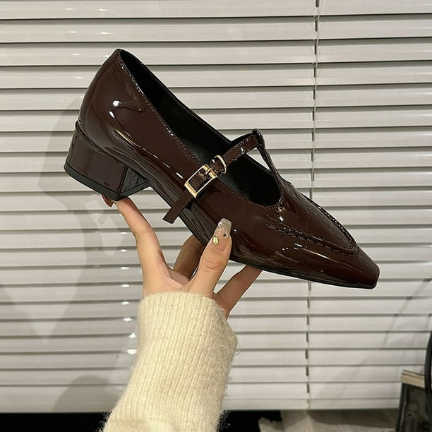 2023 printemps nouveau fond pais Mary Jane chaussures femme T mot avec chaussures basses femme mode Simple talons hauts chaussures femmes