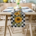 thumbnail image 2 of Table Runner Dresser Scarves 48 Inch Long, Farmhouse Blossom Sunflowers Buffalo Plaid Linen Dining Table Runners Black White Tabletop Scarf for Wedding Holiday Party Kitchen, 2 of 7