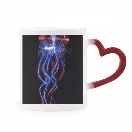 

Ocean Jellyfish Science Nature Picture Heat Sensitive Mug Red Color Changing Stoneware Cup