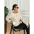 thumbnail image 4 of Womens Fashion Casual Big Round Neck Sweater Bow Knit Pullover Fall Winter Trendy Long Sleeve Top Comfortable Daily Wear Apricot L, 4 of 5
