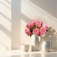 thumbnail image 5 of Barhoo Pink Flowers Clearance! Artificial Roses Flowers with Stems Silk Rose Bouquet Valentine's Day Decorations for Wedding Bridal Home Table Mom Birthday Decor () Pink Roses Clearance Sale, 5 of 9