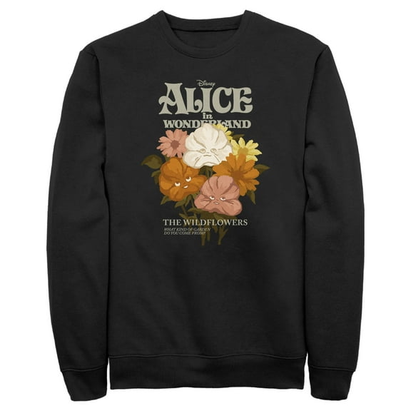 Men's Alice in Wonderland The Wildflowers Pansies Sweatshirt Black Large