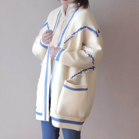 Women's Elegant Cute Sweaters Casual Knit Cardigan Sweater Long Sleeve V Neck Cardigans Vintage Coat Oversized Womens Cardigan Womens Kimono Light Weight Cardigan Sweaters for Women Open Front Summer