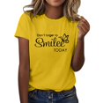 thumbnail image 2 of Yellow Women's Short Sleeve T-shirt, Don'T Forget To Smilee Today Women'S Letter Printed Shirt Short Sleeve Round Neck T Shirt Fashion Top Lightweight Soft Casual Summer Clothing Clothes,Women's Short, 2 of 5
