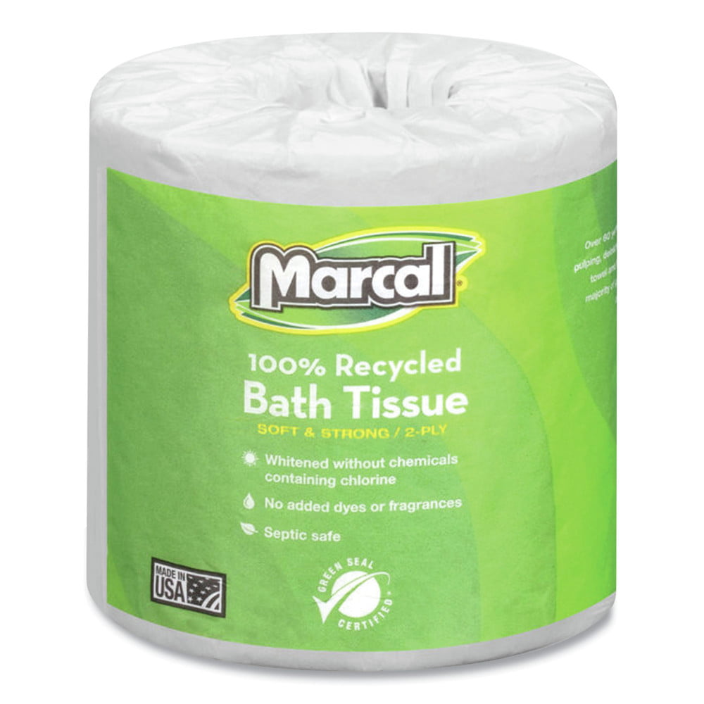 Marcal 100% Recycled Two-Ply Toilet Paper, Septic Safe, White, 330 Sheets/Roll, 48 Rolls/Carton -MRC6079 - 3