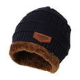 thumbnail image 4 of Pxiakgy hats for men Baby Boys Girls Warm Winter Thicken Hat And Scarf Gloves Three-Piece Knit Windproof Cap Navy Blue + One size, 4 of 6