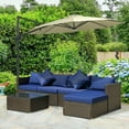 thumbnail image 2 of Barara King Patio Furniture Sets,Outdoor & Patio Furniture Sets,6 Piece Outdoor Wicker Conversation Set with Ottoman, Cushions and Tempered Glass Table, Mixed Gray and Gray, 2 of 13