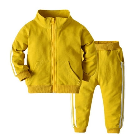 

LYMAYTER Kids Girls Boys Tracksuit Outfit 2PCS Infant Zipslong Sleeve Long Sleeve Jacket and Casual Pants for 3 Months - 4 Years
