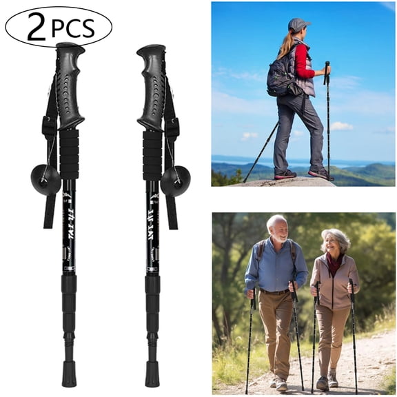 2-Pack Adjustable Aluminum Trekking Poles – Ultralight Hiking Poles with Shock Absorption and Ergonomic Grip for Hiking, Camping & Backpacking