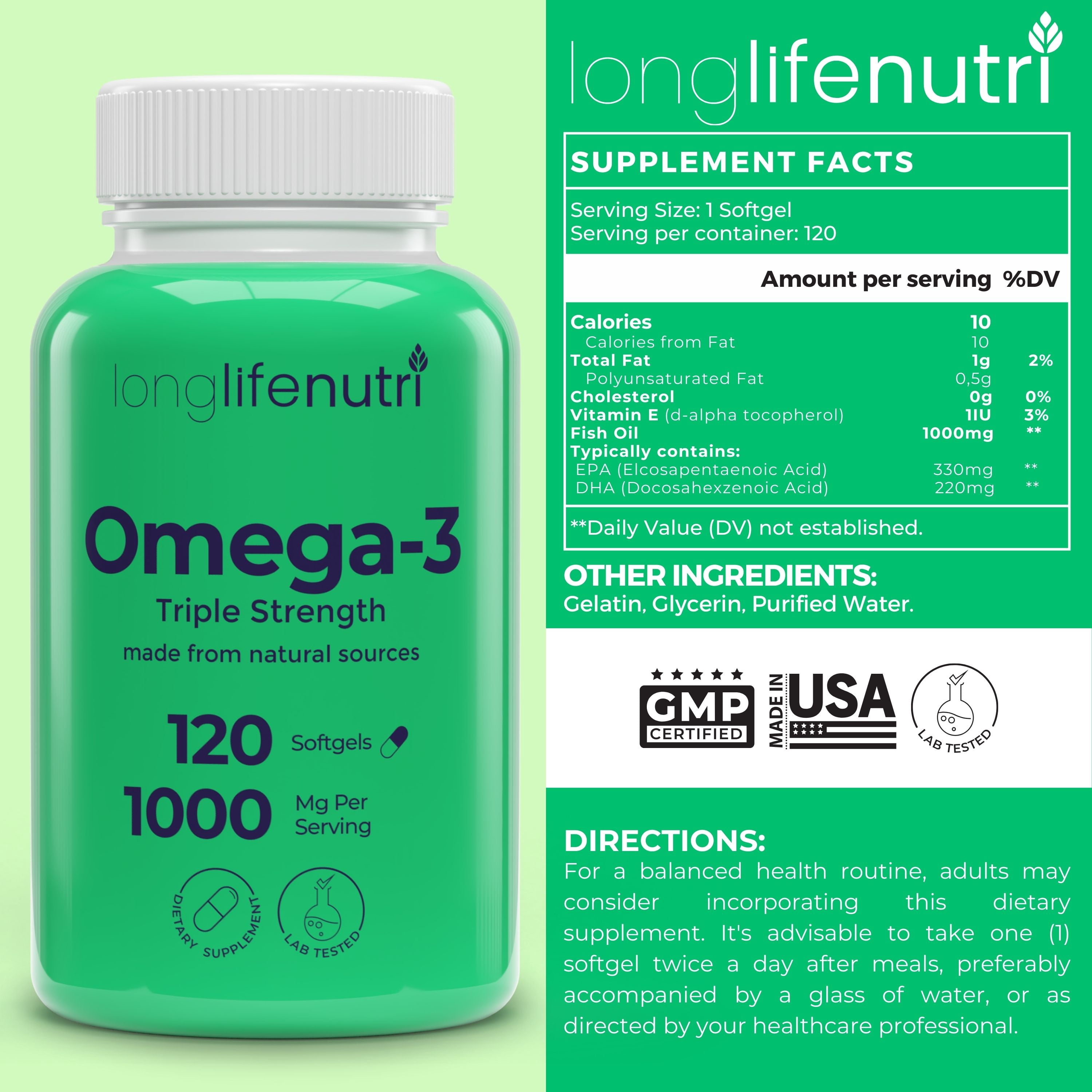 Omega 3 Fish Oil 1000 mg - 120 Softgels