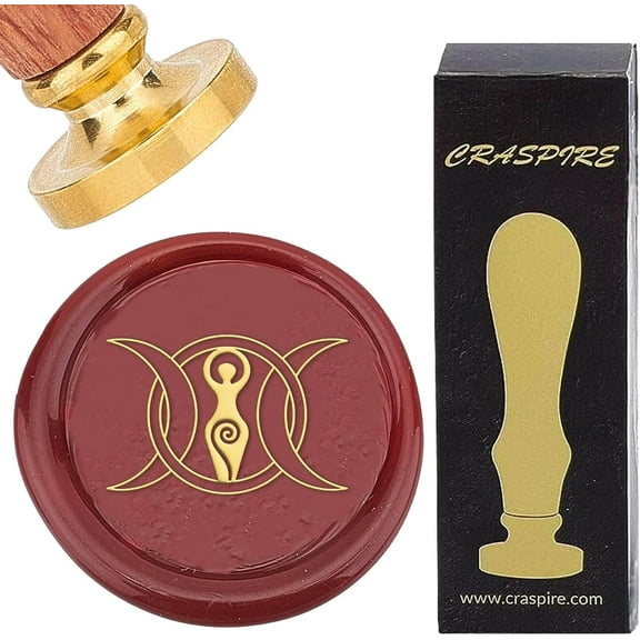Moon Wax Seal Stamp 25mm Vintage Sealing Wax Stamps Removable Brass Head with Wooden Handle for Party Envelopes Invitations Gift Packing Wrap Decoration diy making