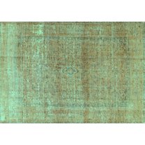 Ahgly Company Indoor Rectangle Persian Turquoise Blue Traditional Area Rugs, 5' x 7'