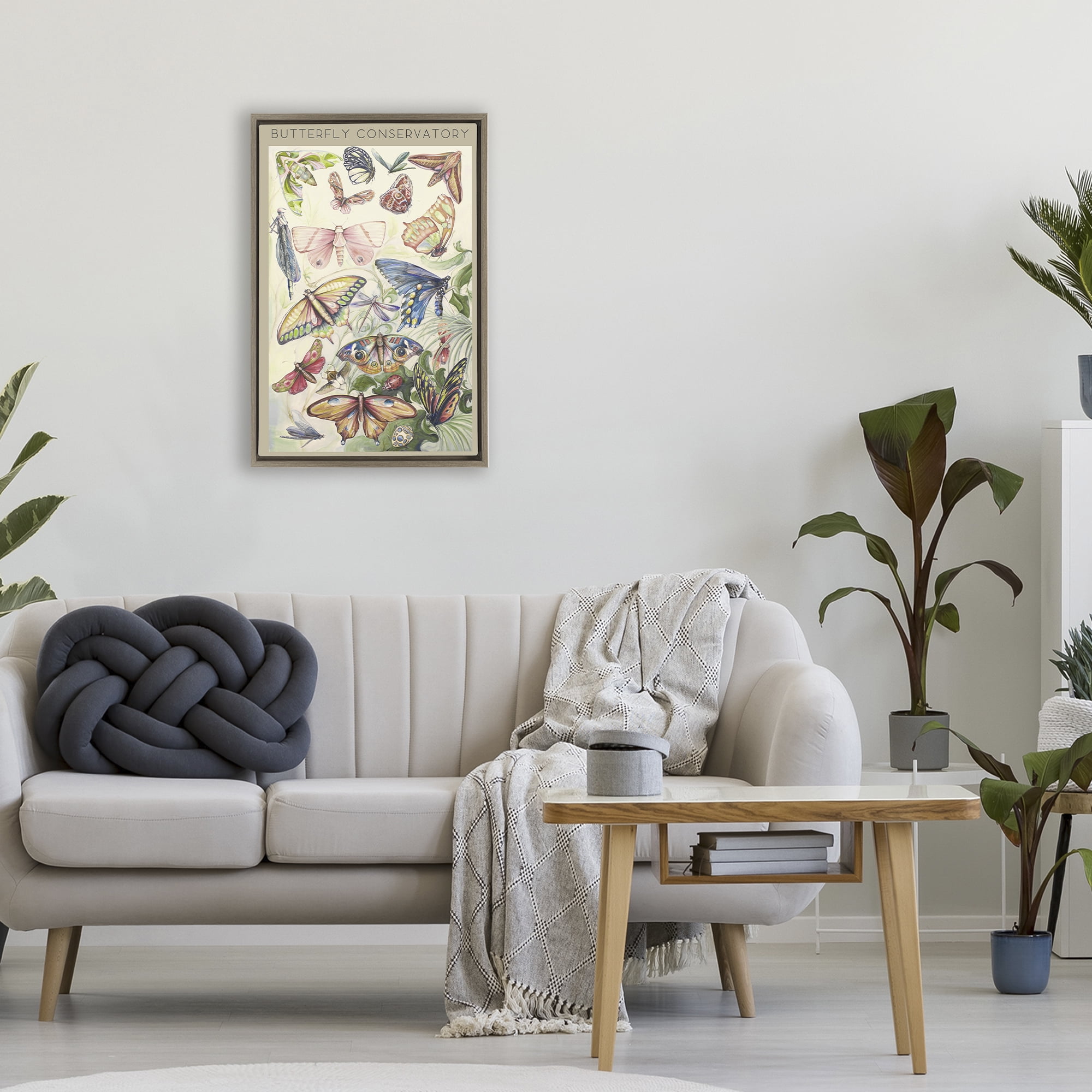 Stupell Industries Butterfly Conservatory Insects Brown Framed Floater Canvas Wall Art, design by Diannart