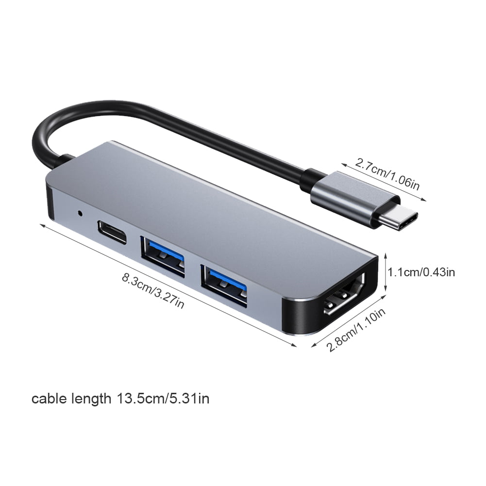 forurening terning Forstyrre 4 In 1 Computer Splitter Type C HDMI PD Multi Port USB Hub Fit For Macbook  - Walmart.com