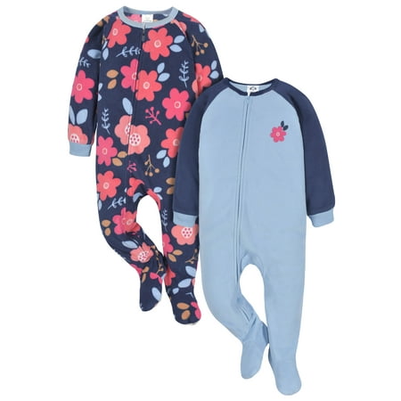 

Gerber Baby & Toddler Girls Microfleece Blanket Sleeper Pajamas 2-Pack (0/3 Months-5T)