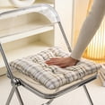 thumbnail image 4 of Yhmxh Cojín cuadrado a cuadros con lazos para silla, cojín grueso para exteriores con capitoné, almohada de suelo suave y transpirable, almohadilla antideslizante para silla de comedor, silla de of, 4 of 5