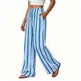 thumbnail image 4 of SwiftWear Women Striped Pants High Waisted Wide Leg Trousers with Pockets Drawstring Smocked Waist Casual Palazzo Pants, 4 of 8
