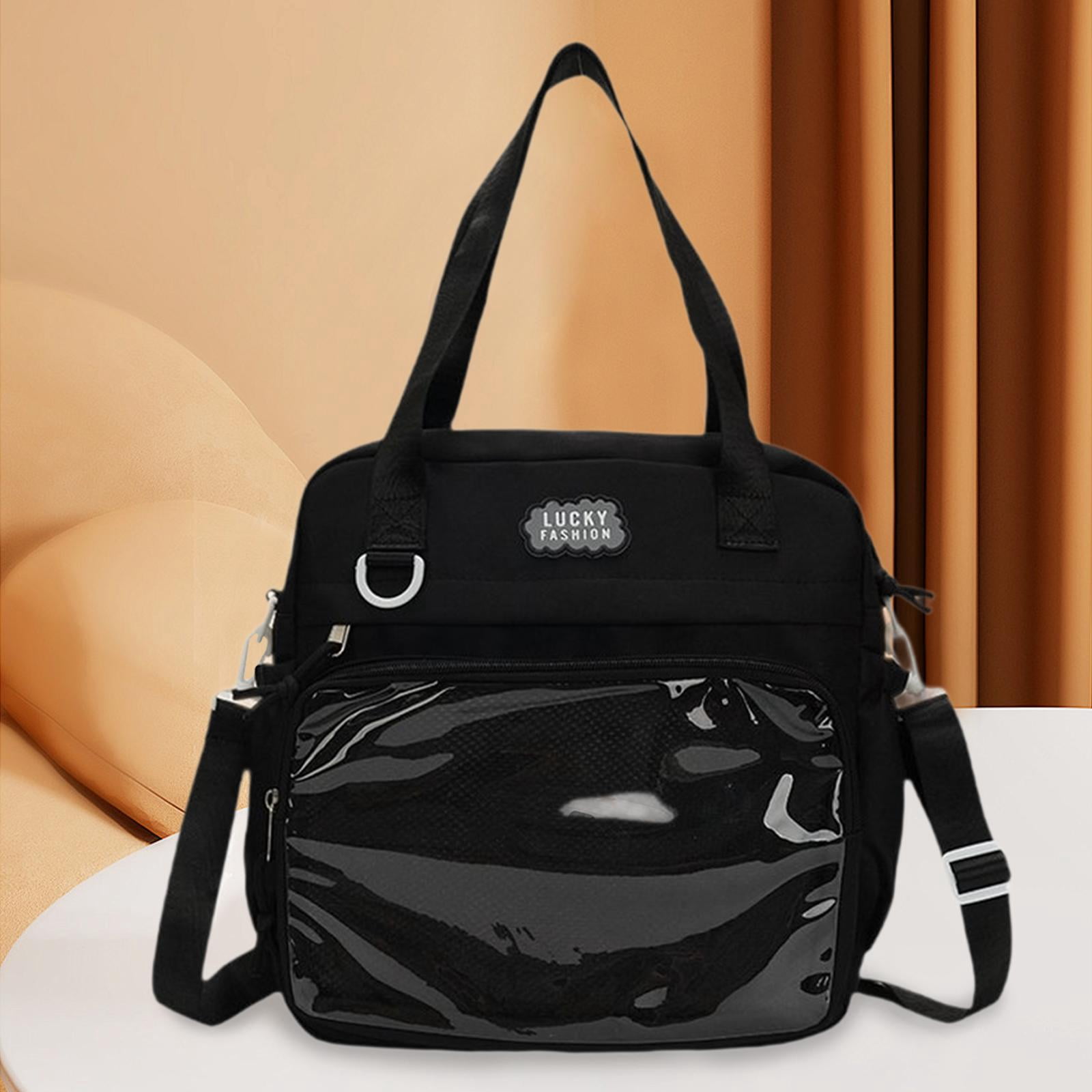QccHieUs Ita Bag Adjustable Itabag Front Window Storage Case Casual Uniform Bag for Girls Black