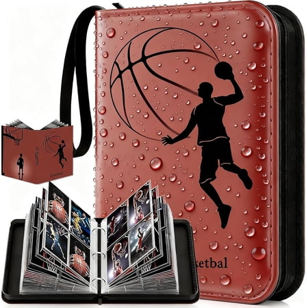 Basketball Card Binder,2025-26 Sports Trading Card with Sleeves Holder Album,400 Pockets Basketball Card Holder,2026 Portable Collection Card Ablum, Game Card Case book With Zipper