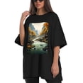thumbnail image 4 of Plus Size Shirt for Women Black Tops for Women Short Sleeves Shirt for Women Rivers T Shirt Oversized Shirt for Women S, 4 of 5