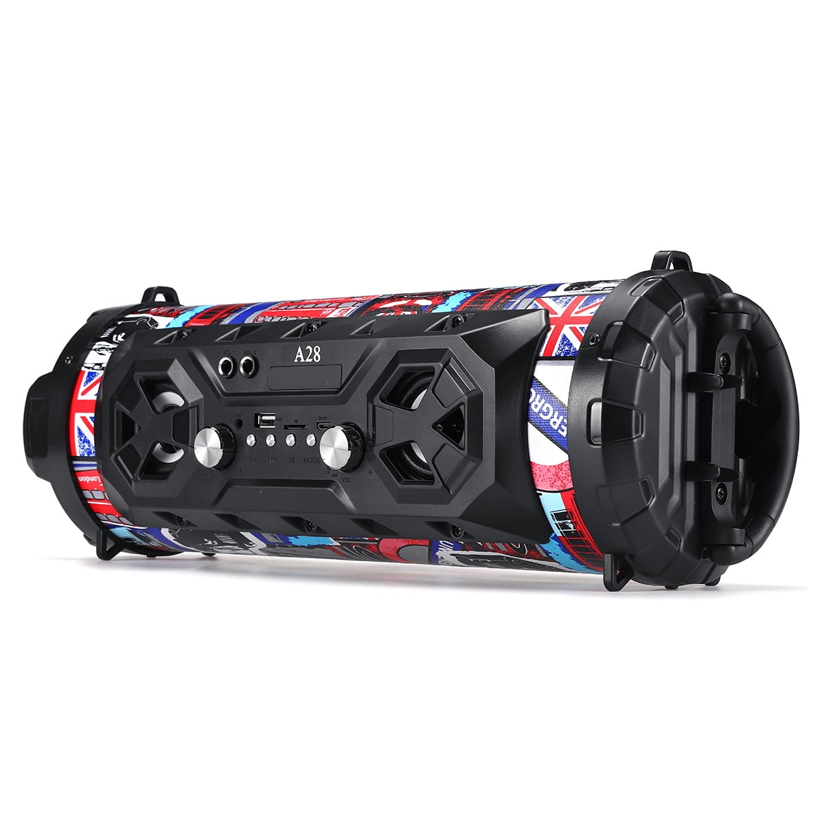 Outdoor Portable bluetooth Amplified Speaker With LED Lights Colorful LED Wireless Stereo Super Bass Subwoofer Loudspeaker AUX USB FM TF with Phone Holder - Black/Blue/Graffiti/Camouflage/Red