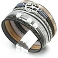 thumbnail image 2 of Tree of Life Leather Bracelets for Women.Colorful Multi-Layer Wrapped Wristband Bracelets for Women,Birthday Easter Basket Stuffers Jewelry Gifts for Teens Girls (Grey), 2 of 6